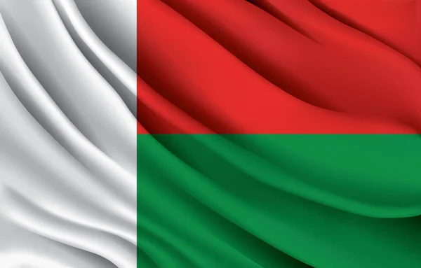 Madagascar Simbol Nasional Melambaikan Gambar Vektor Realistis - Stok Vektor