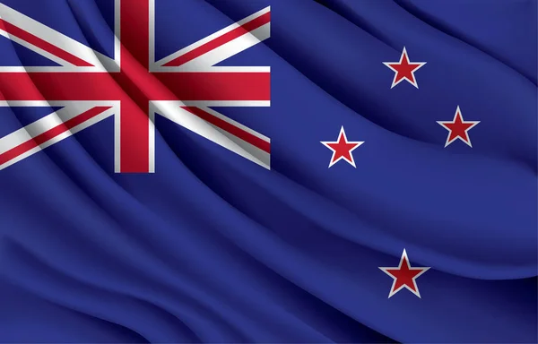 Nya Zealand Nationella Flagga Vifta Realistisk Vektor Illustration — Stock vektor