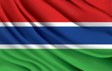 Gambiya ulusal bayrağı gerçekçi vektör illüstrasyonunu sallıyor