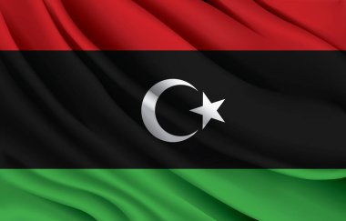 Libya ulusal bayrağı gerçekçi vektör illüstrasyonunu sallıyor