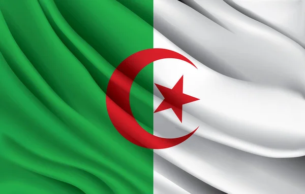Algeria National Flag Waving Realistic Vector Illustration — стоковый вектор
