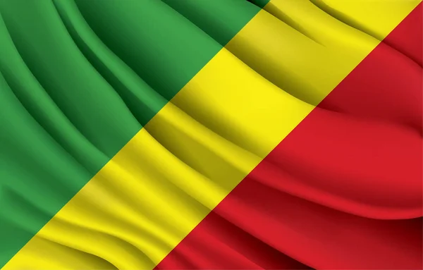 Congo National Flag Waving Realistic Vector Illustration — Stock vektor