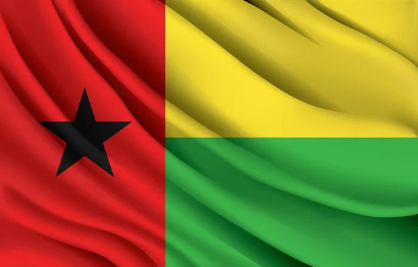 Guinea Bussiau National Flag Waving Realistic Vector Illustration — Διανυσματικό Αρχείο