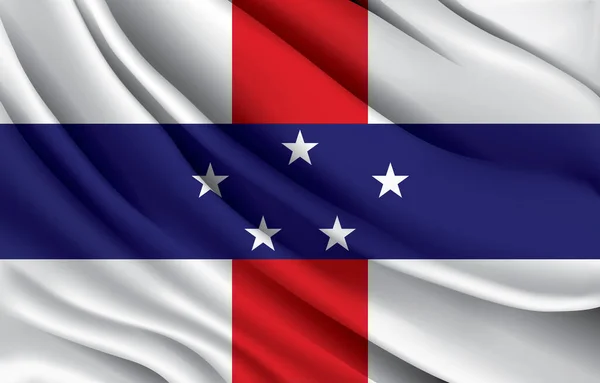 North Antilles National Flag Waving Realistic Vector Illustration — Διανυσματικό Αρχείο