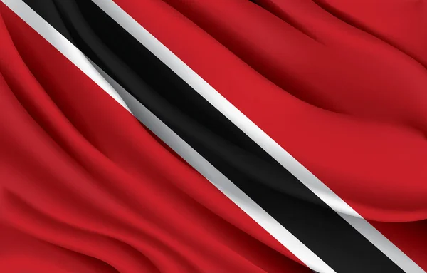 Trinidad Tobago Flaga Narodowa Machająca Realistyczną Ilustracją Wektora — Wektor stockowy