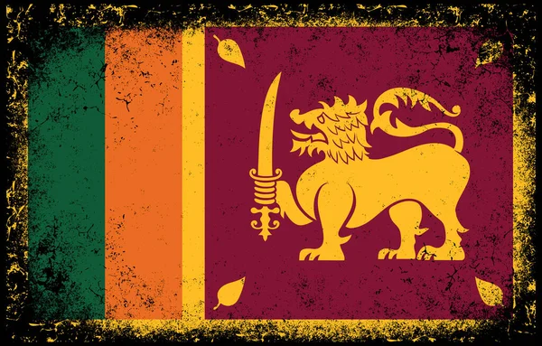 Old Dirty Grunge Vintage Srilanka Flag Illustration — Stockvektor