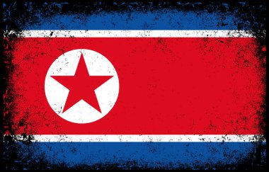 old dirty grunge vintage north korea national flag illustration