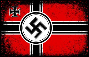 old dirty grunge vintage war ensign of nazi germany flag illustration