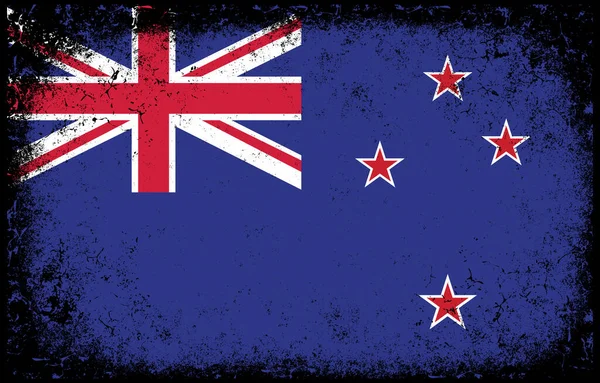 Old Dirty Grunge Vintage New Zealand National Flag Illustration — Vettoriale Stock