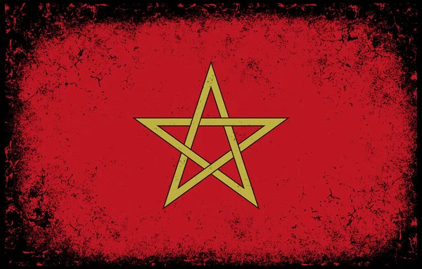 Old Dirty Grunge Vintage Morocco National Flag Illustration — Stockvector