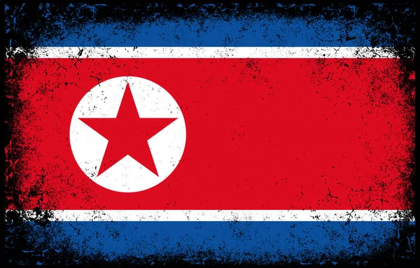Old Dirty Grunge Vintage North Korea National Flag Illustration — Vettoriale Stock