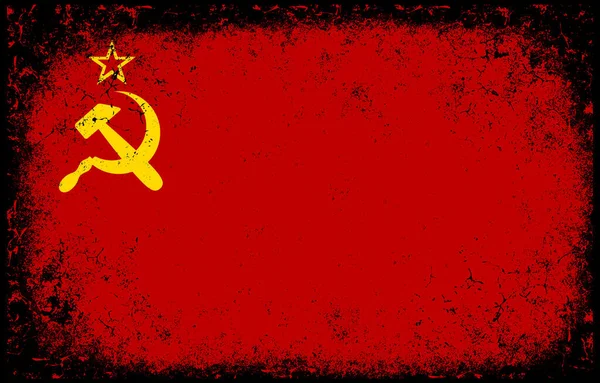 Old Dirty Grunge Vintage Soviet Union National Flag Illustration — Stockvektor