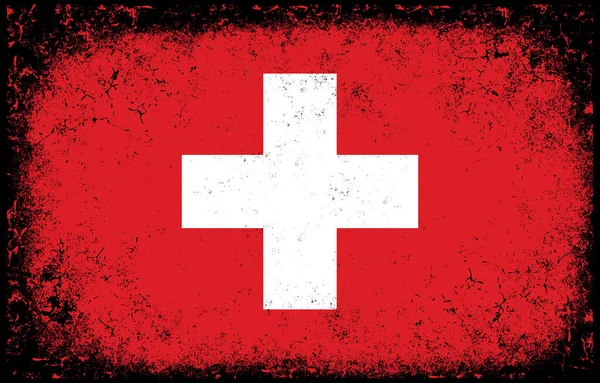 Old Dirty Grunge Vintage Switzerland National Flag Illustration — 图库矢量图片