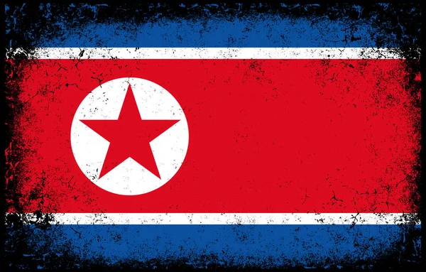 Old Dirty Grunge Vintage North Korea National Flag Illustration — Stock Vector