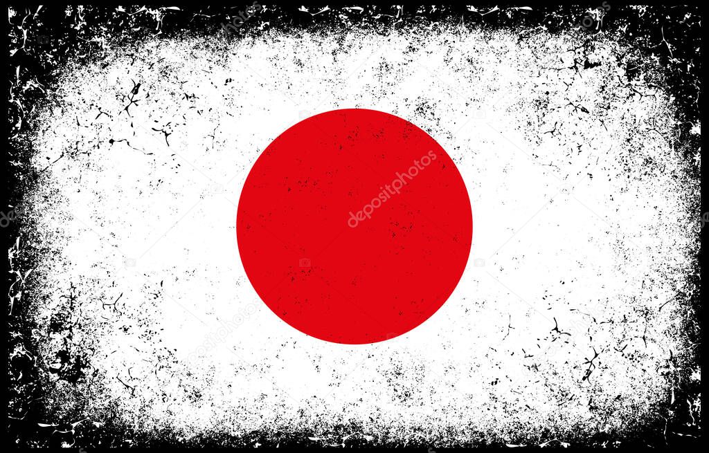 old dirty grunge vintage japan national flag illustration