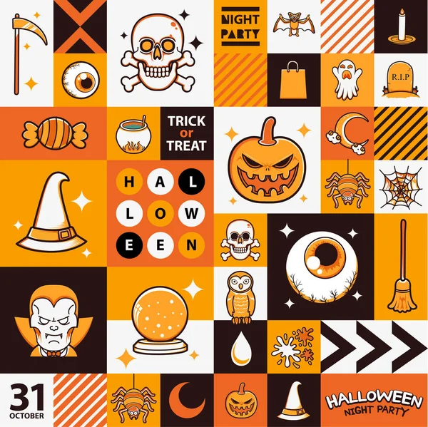 Halloween Activity Flat Illustration Seamless Pattern Design Background — Vettoriale Stock