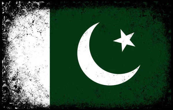 Old Dirty Grunge Vintage Pakistan National Flag Illustration — Vector de stock