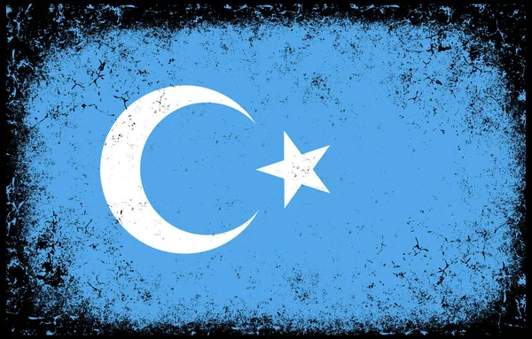 Old Dirty Grunge Vintage Uighur Flag Illustration — Vector de stock