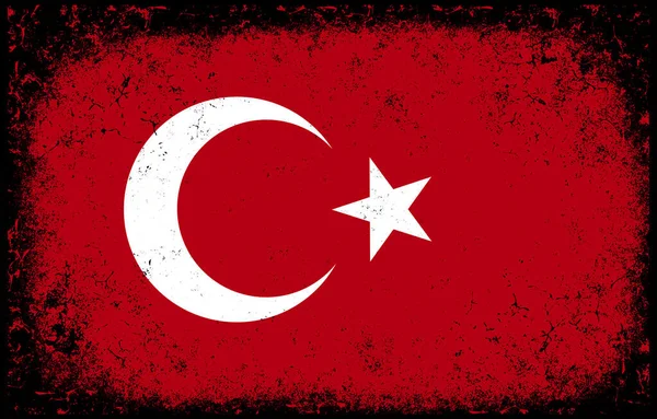 Old Dirty Grunge Vintage Turkiye National Flag Illustration — Vector de stock