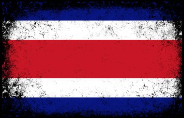 Eski kirli grunge vintage costa rica ulusal bayrak illüstrasyonu