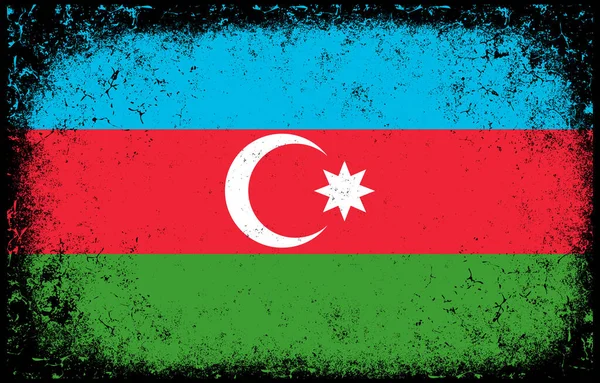 Viejo Sucio Grunge Vintage Azerbaijan Bandera Nacional Ilustración — Vector de stock