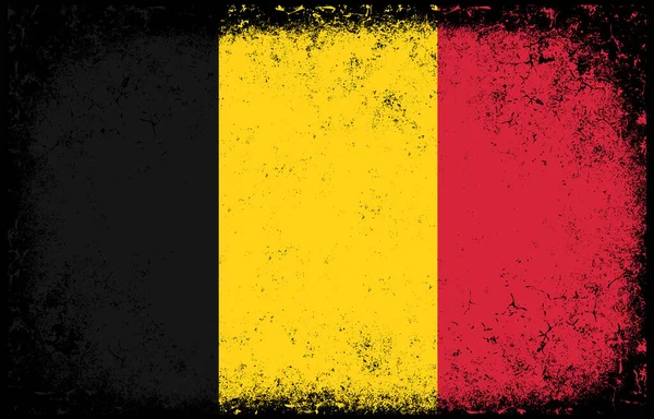 Viejo Sucio Grunge Vintage Belgium Bandera Nacional Ilustración — Vector de stock