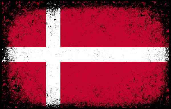 Παλιά Βρώμικο Grunge Vintage Denmark Εθνική Σημαία Εικονογράφηση — Διανυσματικό Αρχείο