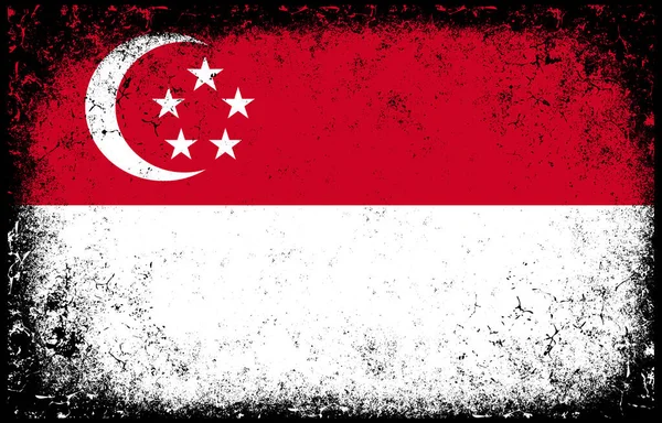 Viejo Sucio Grunge Vintage Singapore Bandera Nacional Ilustración — Archivo Imágenes Vectoriales