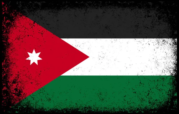 旧的肮脏的 肮脏的 陈腐的Jordania国旗背景 — 图库矢量图片