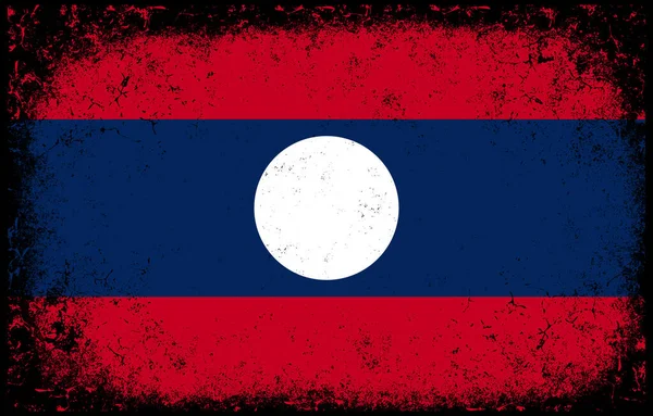 Alte Schmutzige Grunge Vintage Laos Nationalflagge Hintergrund — Stockvektor