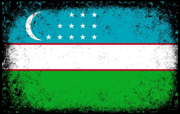 Lama Kotor Grunge Vintage Uzbekistan Nasional Latar Belakang Bendera - Stok Vektor