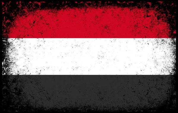 Alte Schmutzige Grunge Vintage Yemen Nationalflagge Hintergrund — Stockvektor