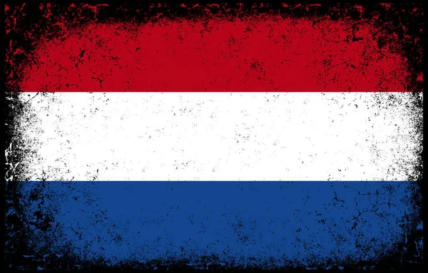 Stare Brudne Grunge Vintage Holland Flaga Narodowa Ilustracja — Wektor stockowy