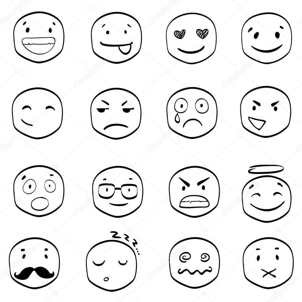 Vector cartoon smile icons