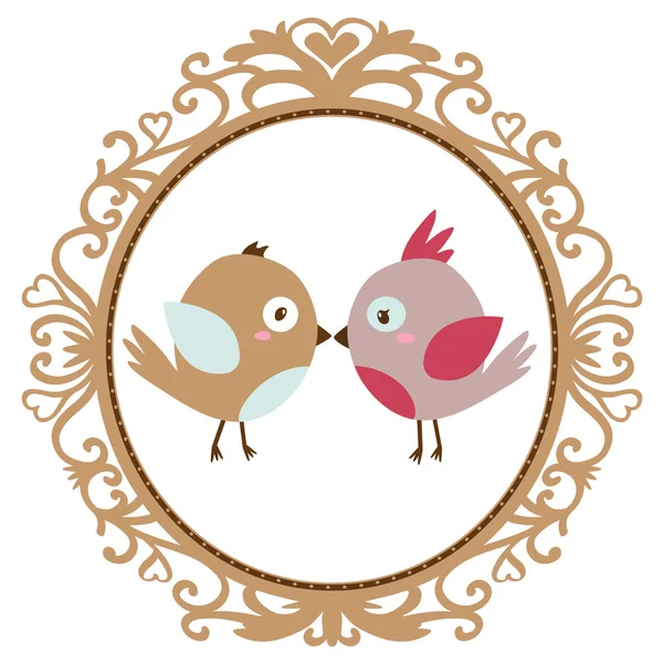 Vecteur vintage oiseaux amoureux — Image vectorielle