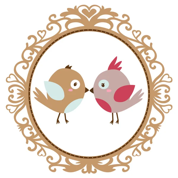 Vector vintage birds in love — Stock Vector