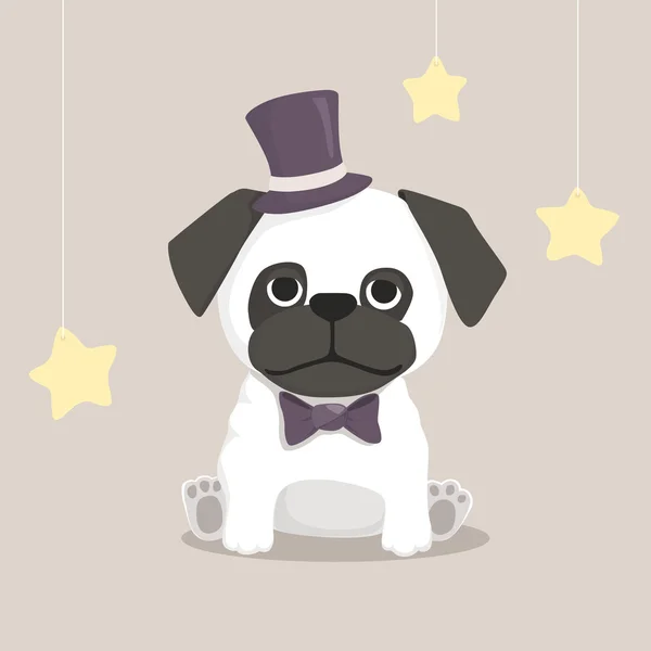 Cute cartoon vector hond pug — Stockvector