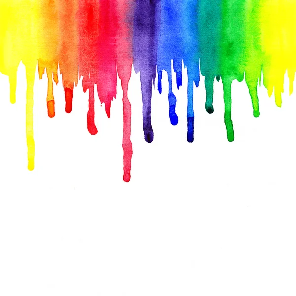 Arco-íris aguarela estrias no fundo branco — Fotografia de Stock