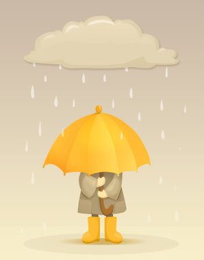 şemsiyenin altına yağmur damlaları ile raincloud kızla