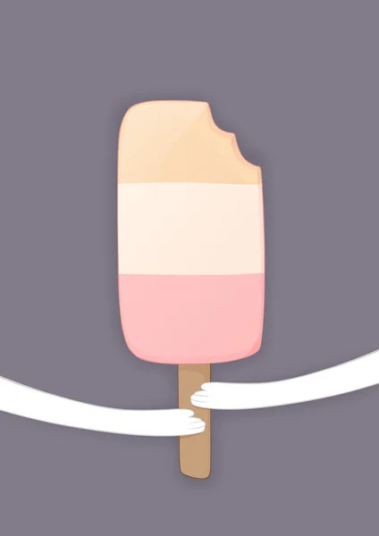 Çizim karikatür holding lezzetli dondurma eller — Stok fotoğraf