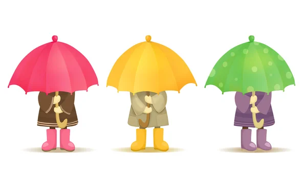 Ragazze con ombrelli isolati su sfondo bianco — Foto Stock