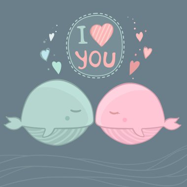 Sanat seni seviyorum. sevimli balina seviyorum. vektör çizim