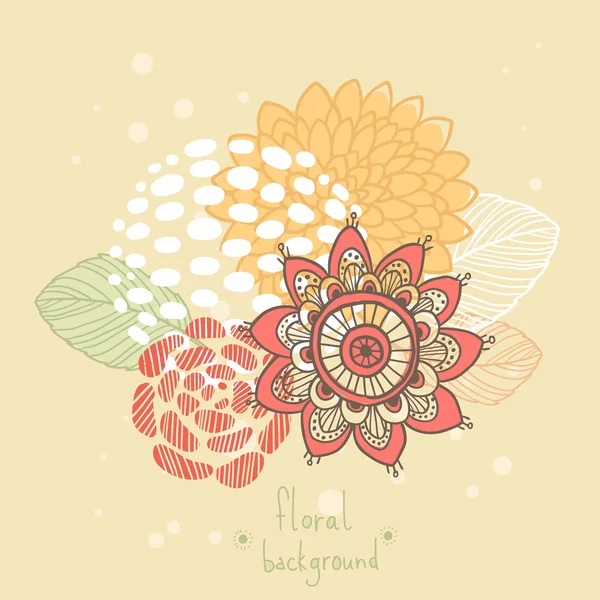 Fondo abstracto vectorial con bonitas flores dibujadas a mano — Vector de stock