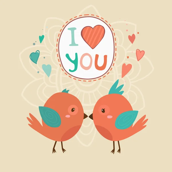 Vector cute birds in love — Stock Vector