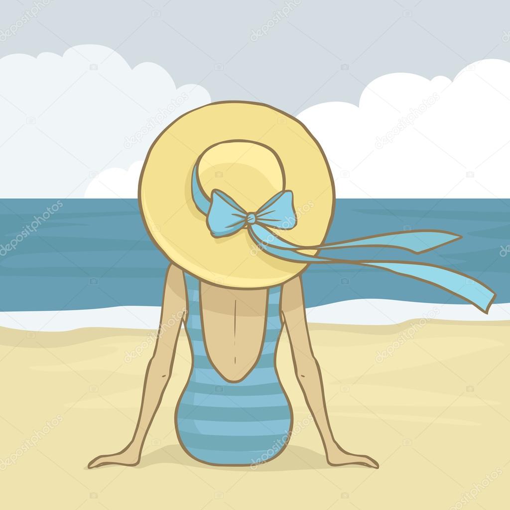 pix Chicas En La Playa Dibujo mujer playa vectores graficos imagenes vectoriales depositphotos