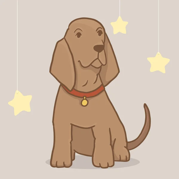 Vector cute dog Basset hound with stars - Stok Vektor