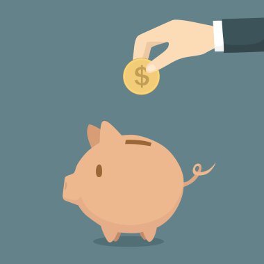 Piggy Bank klasiğine el çabukluğu. Vektör çizgi film illüstrasyonu