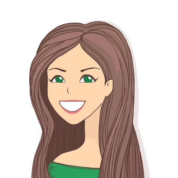 Vector portrait of a beautiful smiling young woman — Stock Vector