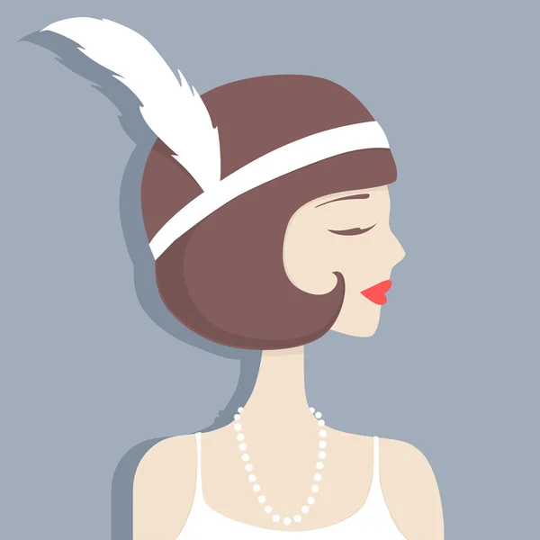 Mujer romántica art deco. Ilustración de diseño de vector plano — Archivo Imágenes Vectoriales