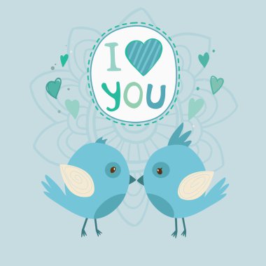 vektörel sevimli kuş aşık ile arka plan üzerinde sanat seviyorum.